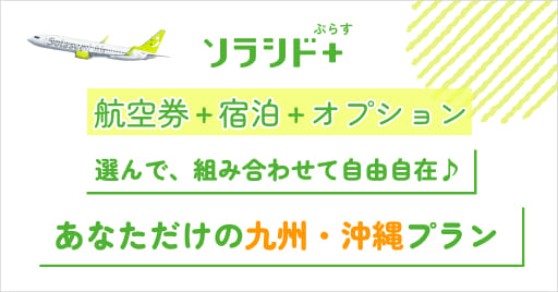 ソラシド +(ぷらす) 航空券＋宿泊＋オプション 選んで、組み合わせて自由自在♪あなただけの九州・沖縄プラン